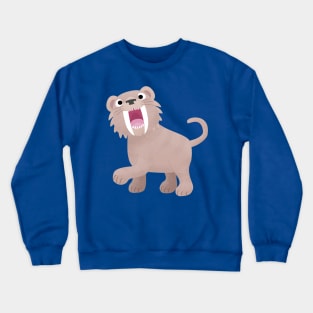 Cute Saber Toothed Tiger Smilodon cartoon Crewneck Sweatshirt